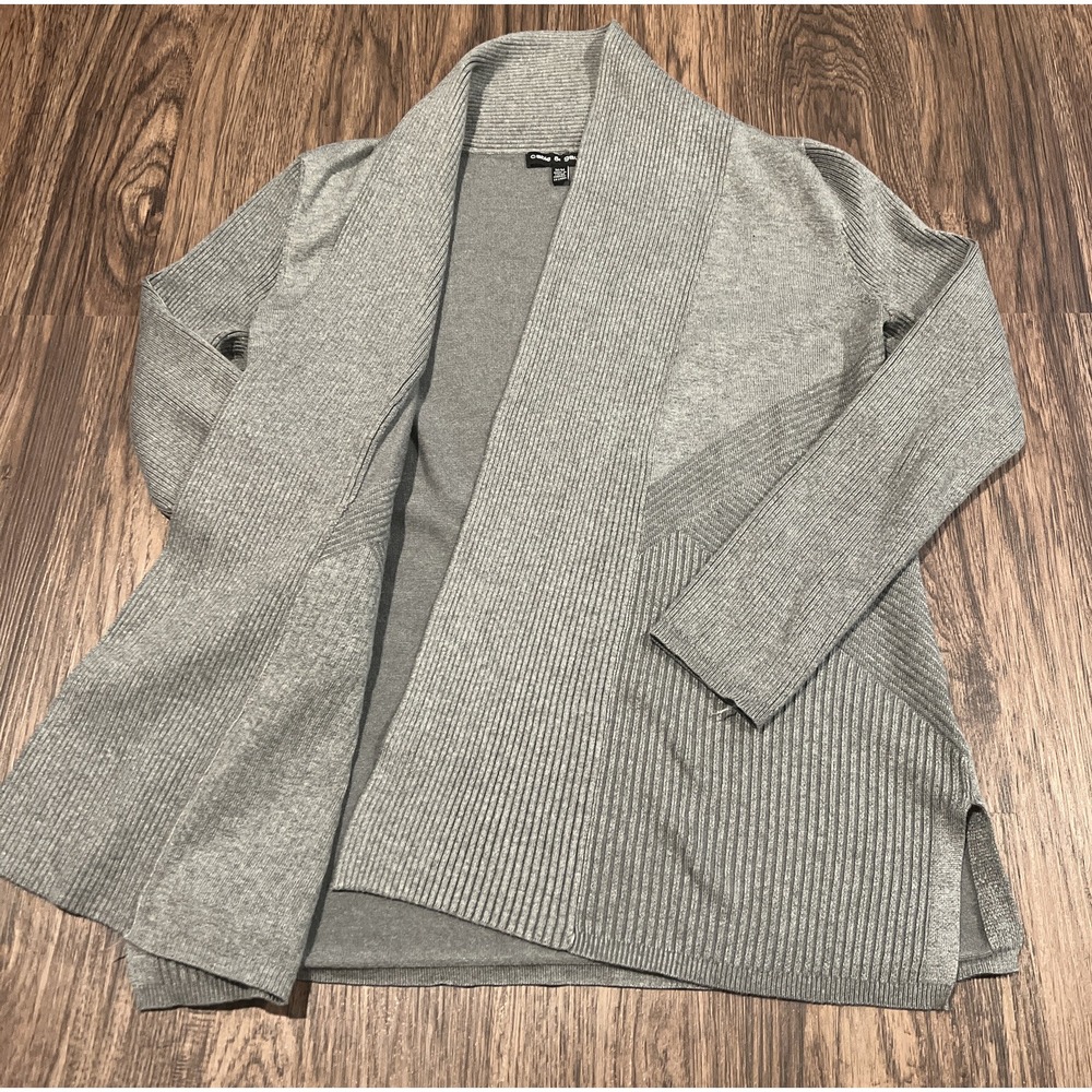 Cable & Gauge Women's Open Front Cardigan Gray Size MM